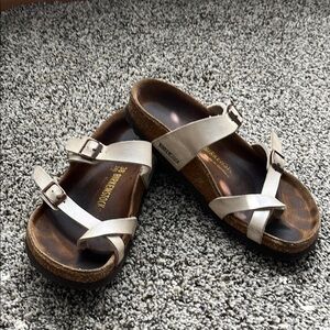 Birkenstock White Strappy Cork Footbed Sandals